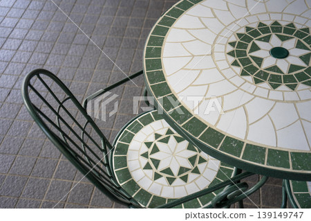 Tile-patterned chairs and tables 139149747