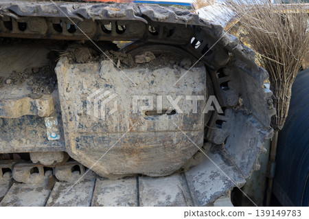 Heavy machinery covered in mud Heavy machinery covered in mud 139149783
