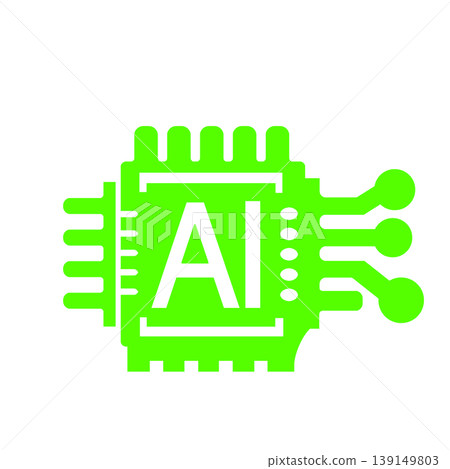 A business-oriented icon (green) representing the AI chip, which is the core of an artificial intelligence system. 139149803