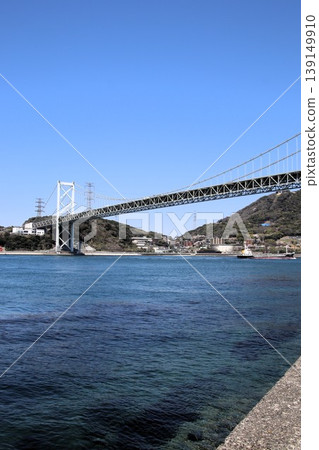 The Kanmon Strait and Kanmon Bridge as seen from Mojiko No-Hawk Square. The Kanmon Strait and Kanmon Bridge as seen from Mojiko No-Hawk Square. 139149910