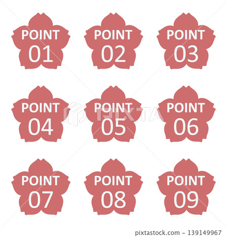 Illustration materials: cherry blossoms, point, important, check, attention, caution, numbers Illustration materials: cherry blossoms, point, important, check, attention, caution, numbers 139149967
