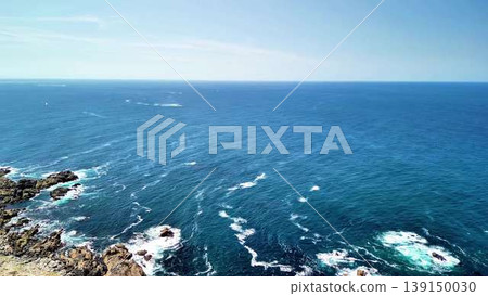 Aerial views of a stunning coastal landscape with rocky shoreline Aerial views of a stunning coastal landscape with rocky shoreline 139150030