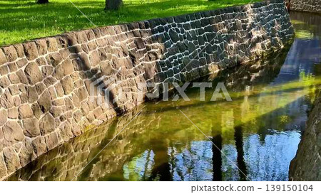 Experience the serene beauty of a peaceful park with a river Experience the serene beauty of a peaceful park with a river 139150104