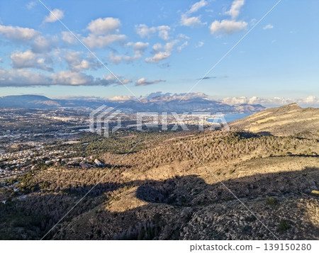 Cliffside ocean panorama, Seaside cliffs with vibrant seascape, Aerial view of rugged coastal rocks and ocean 139150280
