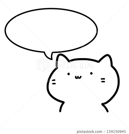 一隻白貓探出頭來,旁邊有一個對話框(純色/可添加文字/帶邊框) 一隻白貓探出頭來,旁邊有一個對話框(純色/可添加文字/帶邊框) 139150945