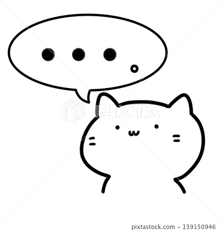 一幅白貓探出頭來,旁邊有一個對話框(省略號/沉默/無字)的插圖 一幅白貓探出頭來,旁邊有一個對話框(省略號/沉默/無字)的插圖 139150946