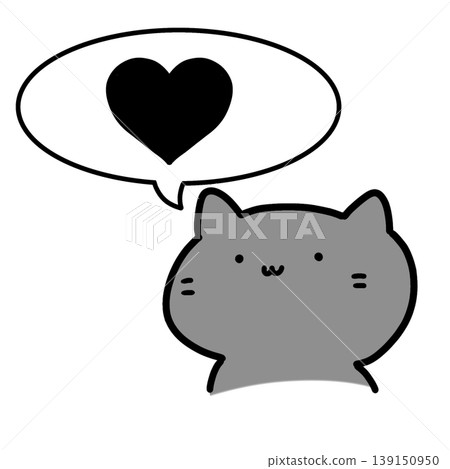 Illustration of a black cat peeking out with a speech bubble (heart / love / silhouette / like) Illustration of a black cat peeking out with a speech bubble (heart / love / silhouette / like) 139150950