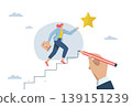 Leadership or consultant, Providing advice and assistance to the company's employees, Lead to business goals, Big hand uses pencil draw ladder helping businesswoman walk up to receive success award. 139151239
