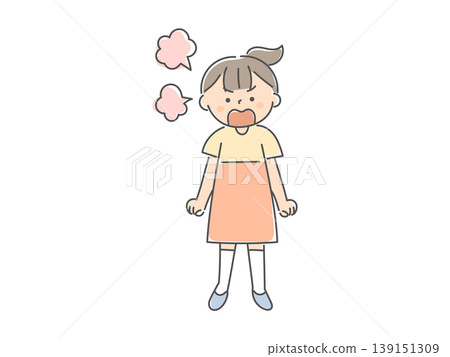 An illustration of a girl who is having a tantrum and is angry. 139151309