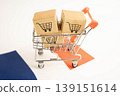 Online shopping, Shopping cart box on France flag, import export, finance commerce. 139151614