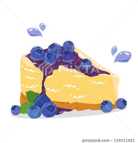 Delicious Blueberry Cheesecake with Fresh Blueberries and Sauce Vector Illustration Delicious Blueberry Cheesecake with Fresh Blueberries and Sauce Vector Illustration 139151881