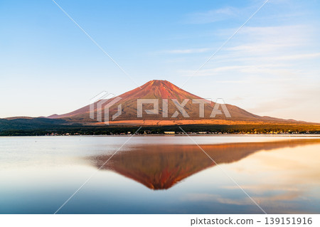 Red Mt. Fuji – Lake Yamanaka in the early morning of September – Red Mt. Fuji – Lake Yamanaka in the early morning of September – 139151916