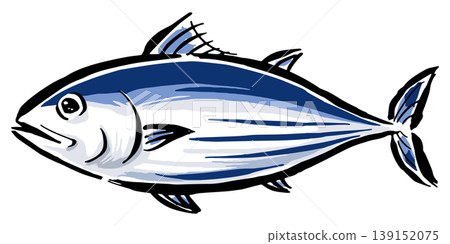 鰹魚（藍魚）－手繪筆觸風格插圖 139152075