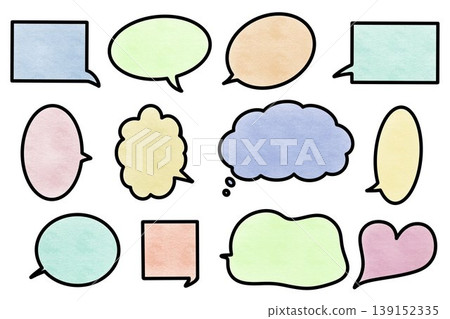 Simple and cute hand-drawn speech bubble set (pastel tones) Simple and cute hand-drawn speech bubble set (pastel tones) 139152335