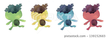 一組 4 個 Kappa(水妖)背面圖(綠色、黃色、藍色、紅色),水彩風格,透明 PNG 格式。 一組 4 個 Kappa(水妖)背面圖(綠色、黃色、藍色、紅色),水彩風格,透明 PNG 格式。 139152683