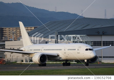 一架飛機正飛往大阪伊丹機場的跑道。 139152708
