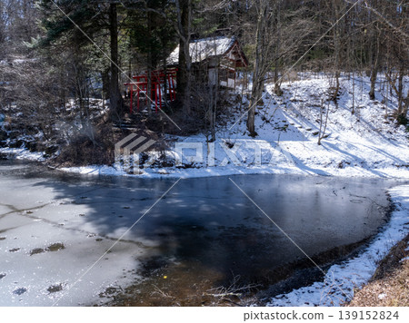Flowing river in the snow Flowing river in the snow 139152824