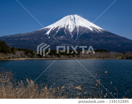冬天從莊司湖眺望,鳥海山倒映在湖面上,呈現出紅色的倒影。 冬天從莊司湖眺望,鳥海山倒映在湖面上,呈現出紅色的倒影。 139152895