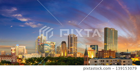 View of downtown St. Petersburg, Florida, USA. Urban skyline with high-rise buildings in vibrant American city. View of downtown St. Petersburg, Florida, USA. Urban skyline with high-rise buildings in vibrant American city. 139153079