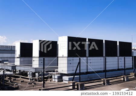 Air conditioner outdoor unit in rooftop parking lot Air conditioner outdoor unit in rooftop parking lot 139153412
