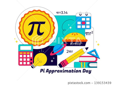 Pi Approximation Day Vector Illustration Featuring Mathematics Concepts With Pi Symbol, Numbers, Calculator, Education Elements, And Baked Sweet Pie Pi Approximation Day Vector Illustration Featuring Mathematics Concepts With Pi Symbol, Numbers, Calculator, Education Elements, And Baked Sweet Pie 139153439