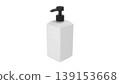 Plain white bottle and black pump, bath item, transparent background 139153668