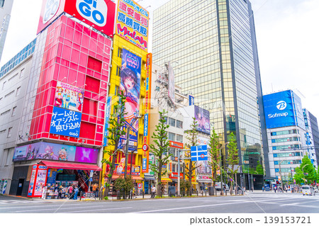 東京的城市景觀：綠樹成蔭的秋葉原電器街 139153721