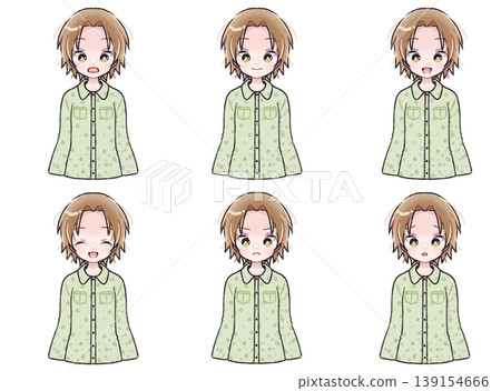 Girl in casual clothes, facial expression set C Girl in casual clothes, facial expression set C 139154666