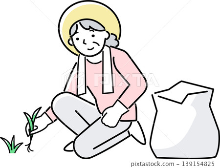 Senior woman doing weeding work Senior woman doing weeding work 139154825