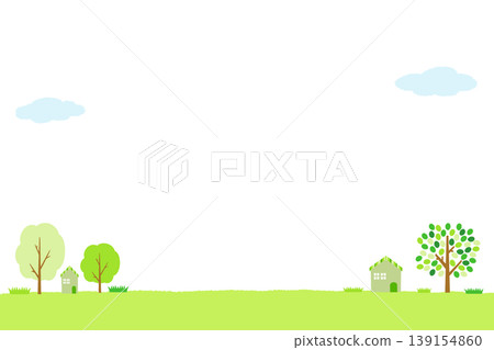 Green and house landscape frame - May green background frame 139154860