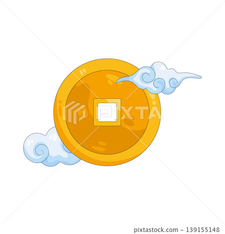 Illustration of Chinese gold coin Illustration of Chinese gold coin 139155148