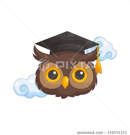 Illustration of owl wearing a graduation cap Illustration of owl wearing a graduation cap 139155151
