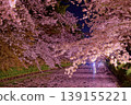 Cherry blossoms at night along the moat of Hirosaki Castle 139155221