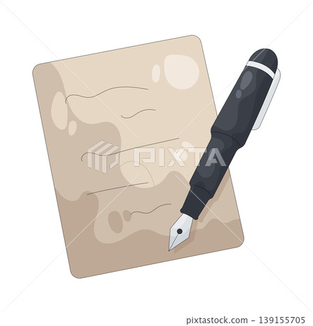 Illustration of paper with a fountain pen Illustration of paper with a fountain pen 139155705