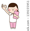 A female healthcare worker giving an OK sign. 139155951