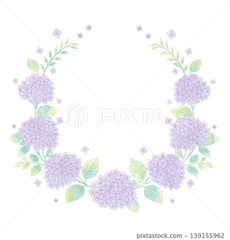 Hydrangea wreath, watercolor-style illustration 139155962
