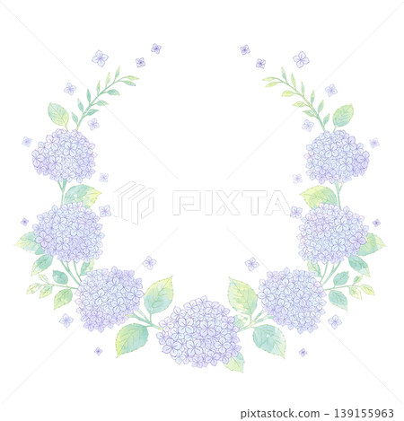 Hydrangea wreath, watercolor-style illustration 139155963