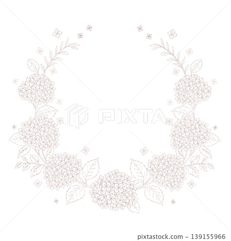 Hydrangea wreath - line art illustration Hydrangea wreath - line art illustration 139155966