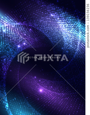 Abstract neon blue and purple light glowing dot pattern on dark background. Abstract neon blue and purple light glowing dot pattern on dark background. 139156156