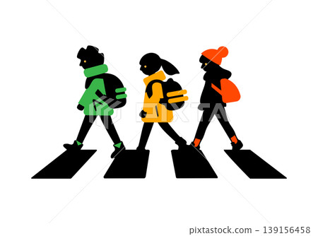 Simple icon of children safely crossing a crosswalk 139156458