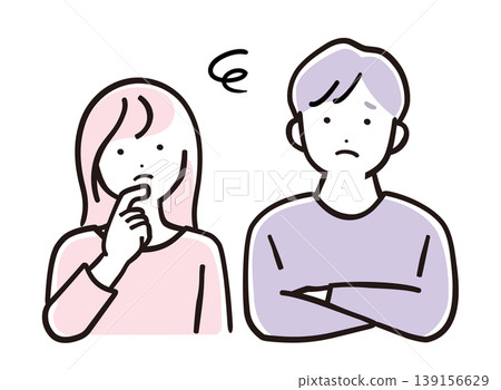 A simple color illustration depicting a man and woman struggling with relationship issues. A simple color illustration depicting a man and woman struggling with relationship issues. 139156629