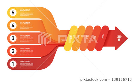 Infographic template for business. 5 Steps Timeline diagram presentation. Infographic Arrows to goal concept. Vector illustration. 139156713
