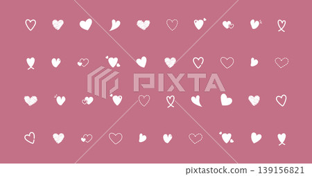 Cute hand-drawn heart seamless pattern on a pink background. Love/romance theme. 139156821