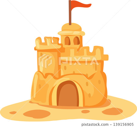 sandcastle beach illustration cute cartoon sand castle summer vacation seaside playful kids design sandcastle beach illustration cute cartoon sand castle summer vacation seaside playful kids design 139156905