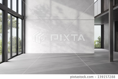 Minimalist empty room with gray wall mockup, natural light and shadows, modern interior, 3d rendering Minimalist empty room with gray wall mockup, natural light and shadows, modern interior, 3d rendering 139157288