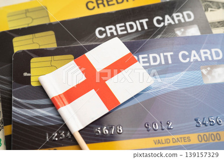 England flag on credit card, finance economy trading shopping online business. 139157329