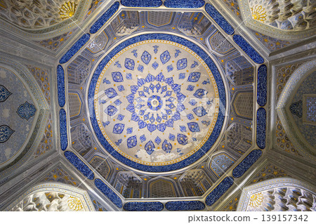 The dome decorations of the Shah-i-Zinda mausoleum complex in Samarkand The dome decorations of the Shah-i-Zinda mausoleum complex in Samarkand 139157342