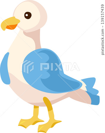 a cute seagull cartoon character in flat style, a cute seagull cartoon character in flat style, 139157439
