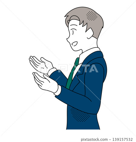 一位面帶微笑的男商人一邊解釋,一邊比劃著手勢。 一位面帶微笑的男商人一邊解釋,一邊比劃著手勢。 139157532
