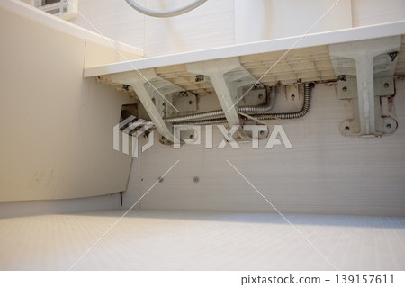 Cleaning the bathroom counter Cleaning the bathroom counter 139157611